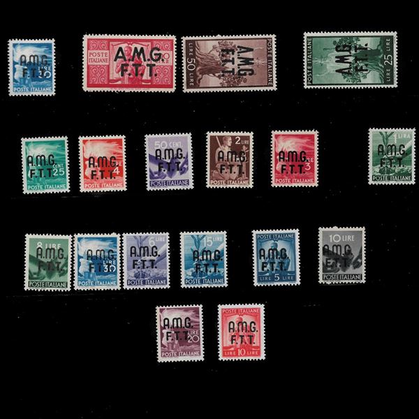 1947/48. Serie Democratica, francobolli del 1945/48 soprastampati su due righe. ( Sassone 1/17)MNH.