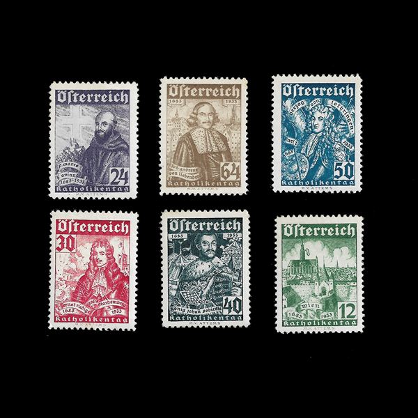 1933. Siege of Vienna. For the benefit of Catholic works. (Unified 431/436) MNH. Signed in full Ray.