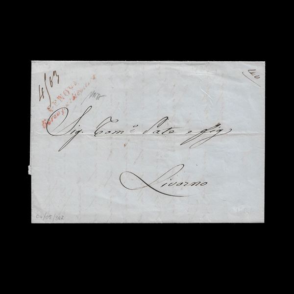 Lettera del 4/5/1847 viaggiata da Genova a Livorno "in corso particolare".