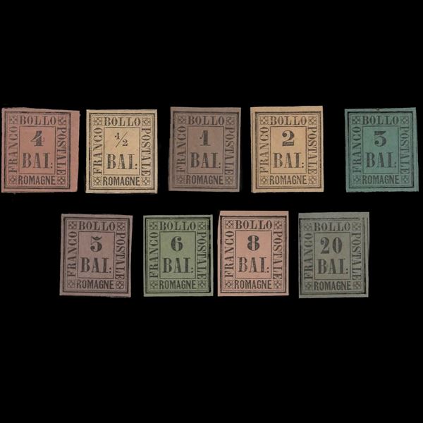 1859 Series of nine values. new specimens well margined with light hinge. Raybaudi certified.