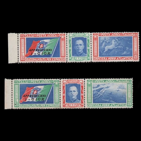 1933 North Atlantic Cruise The two I-GIOR overprinted triptychs New without trace of hinge.