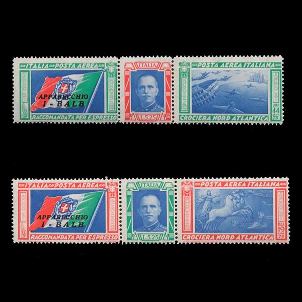 1933 North Atlantic Cruise The two overprinted triptychs I-BALB New without trace of hinge.