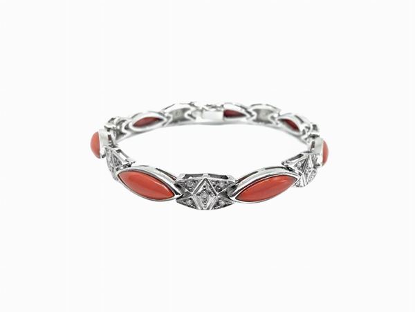 Diamonds bracelet 0.50 ca, corals 020 18 / k gr 17.8