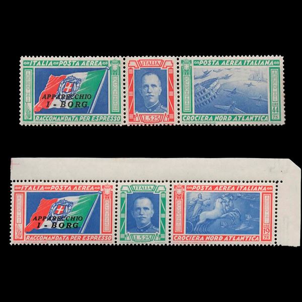 1933 North Atlantic Cruise The two overprinted triptychs I-BORG New without trace of hinge.