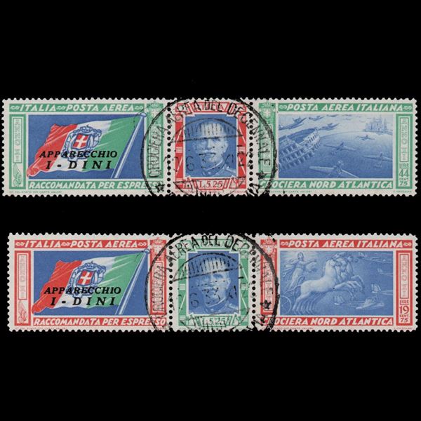 1933 Crociera Nord Atlantica I due trittici sovrastampati I-DINI Usati.