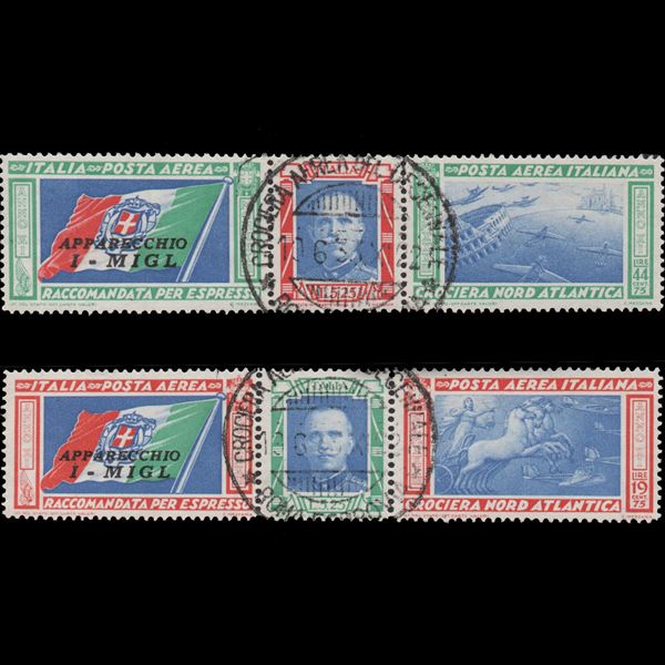 1933 North Atlantic Cruise The two overprinted I-MIGL triptychs Used.