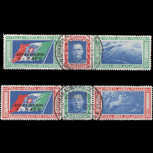 1933 North Atlantic Cruise The two I-NAPO overprinted triptychs Used.