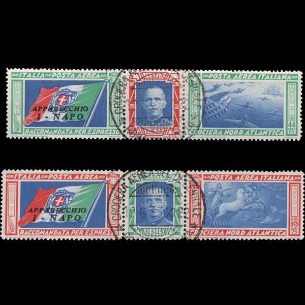 1933 Crociera Nord Atlantica I due trittici sovrastampati I-NAPO Usati.