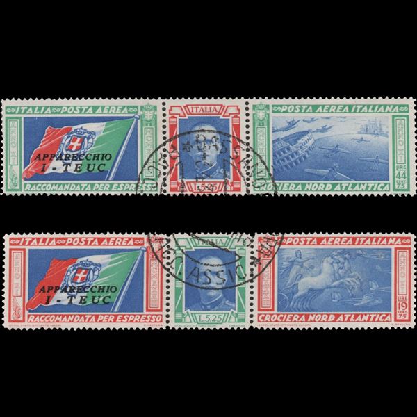 1933 Crociera Nord Atlantica I due trittici sovrastampati I-TEUC Usati.