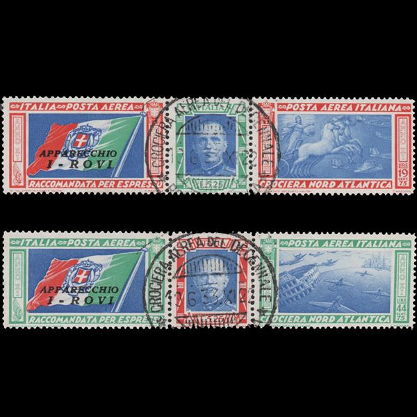 1933 North Atlantic Cruise The two overprinted I-ROVI triptychs Used.