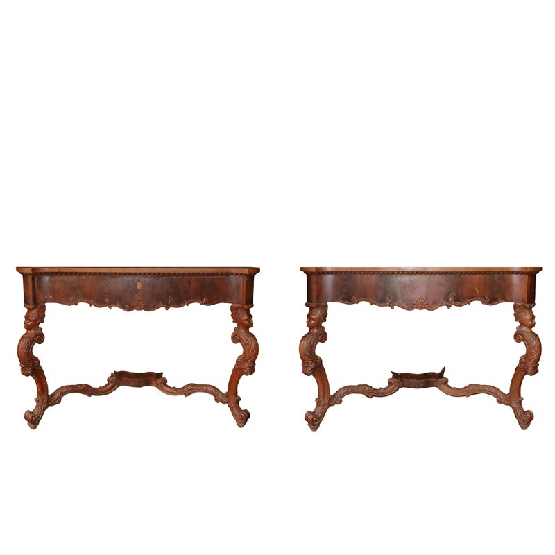 Coppia di Console in Legno di Mogano