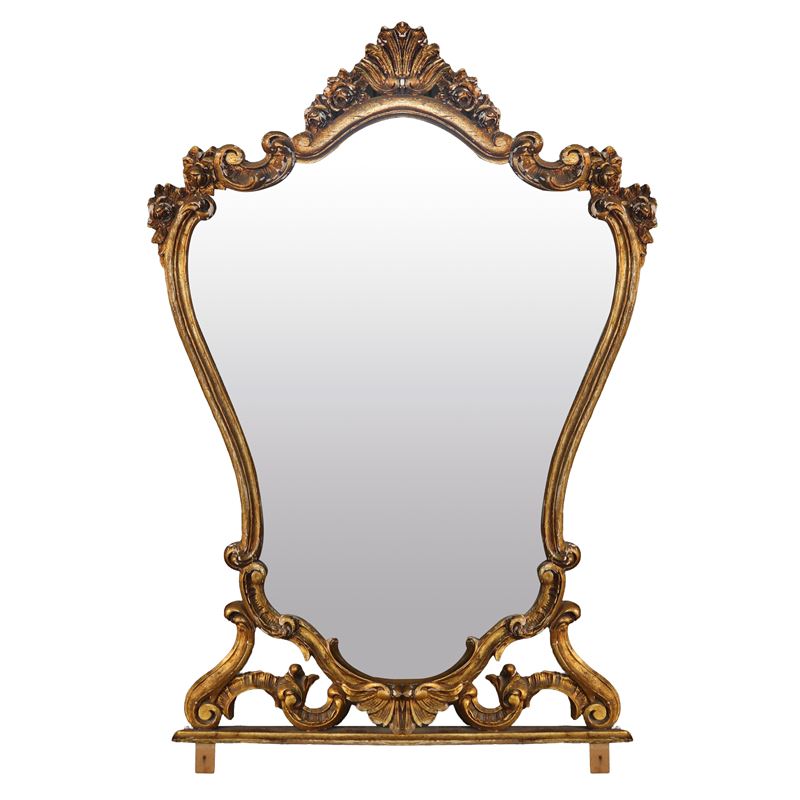Specchiera in Legno Dorato. Presenti Cadute di Dorarura