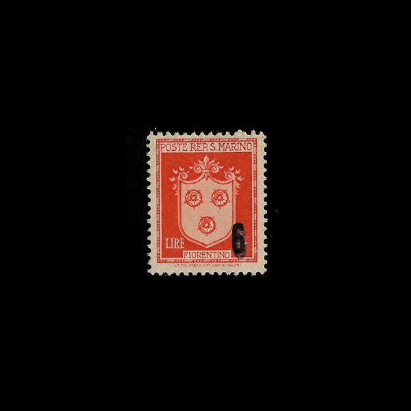 1947. 6 lire su 4 l. arancio, doppia soprastampa (Sass. 310b)