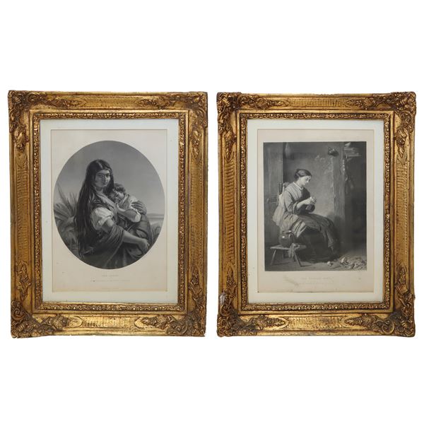 Pair of frames with engravings 