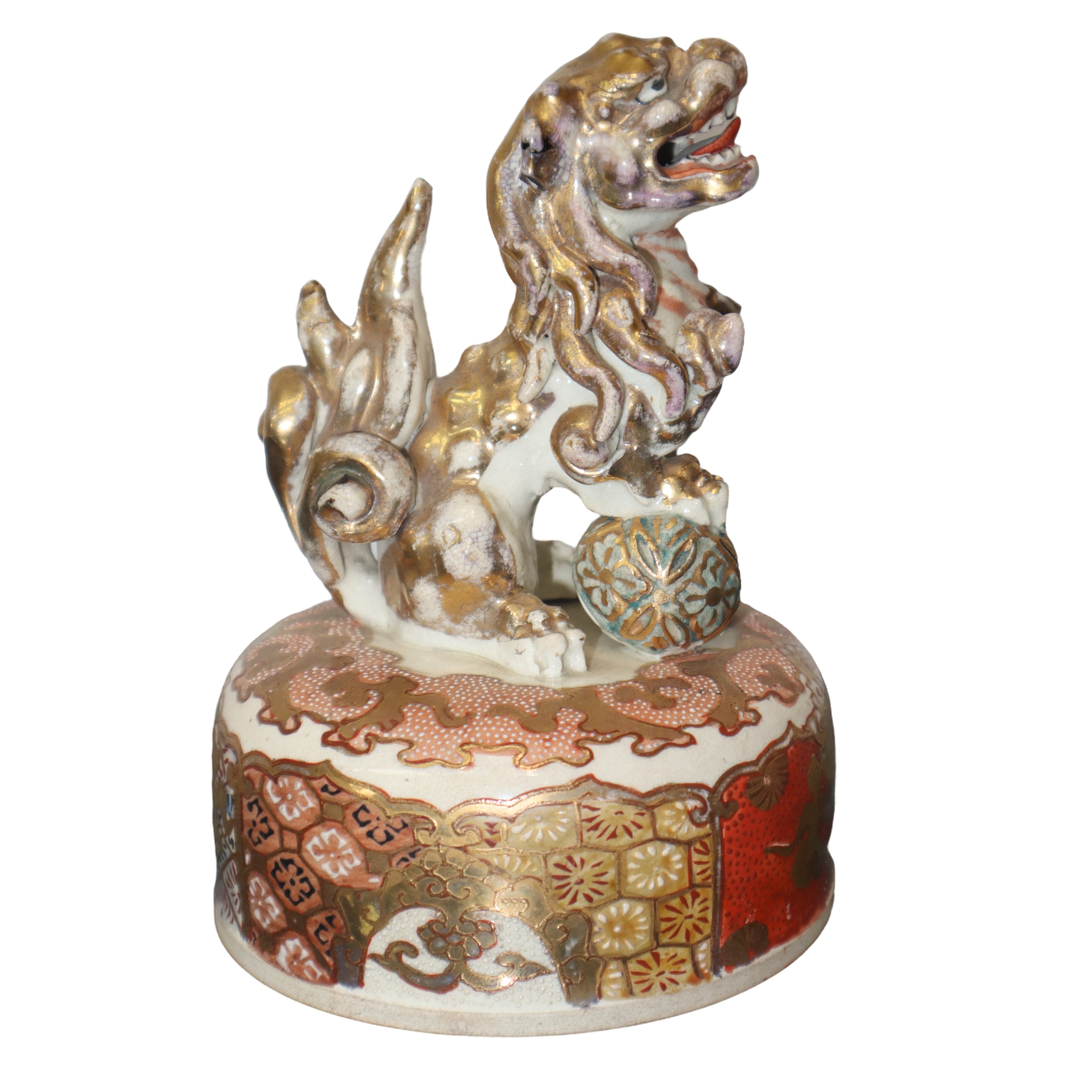 Vaso a poutiche giappone con cani di Pho, Satsuma