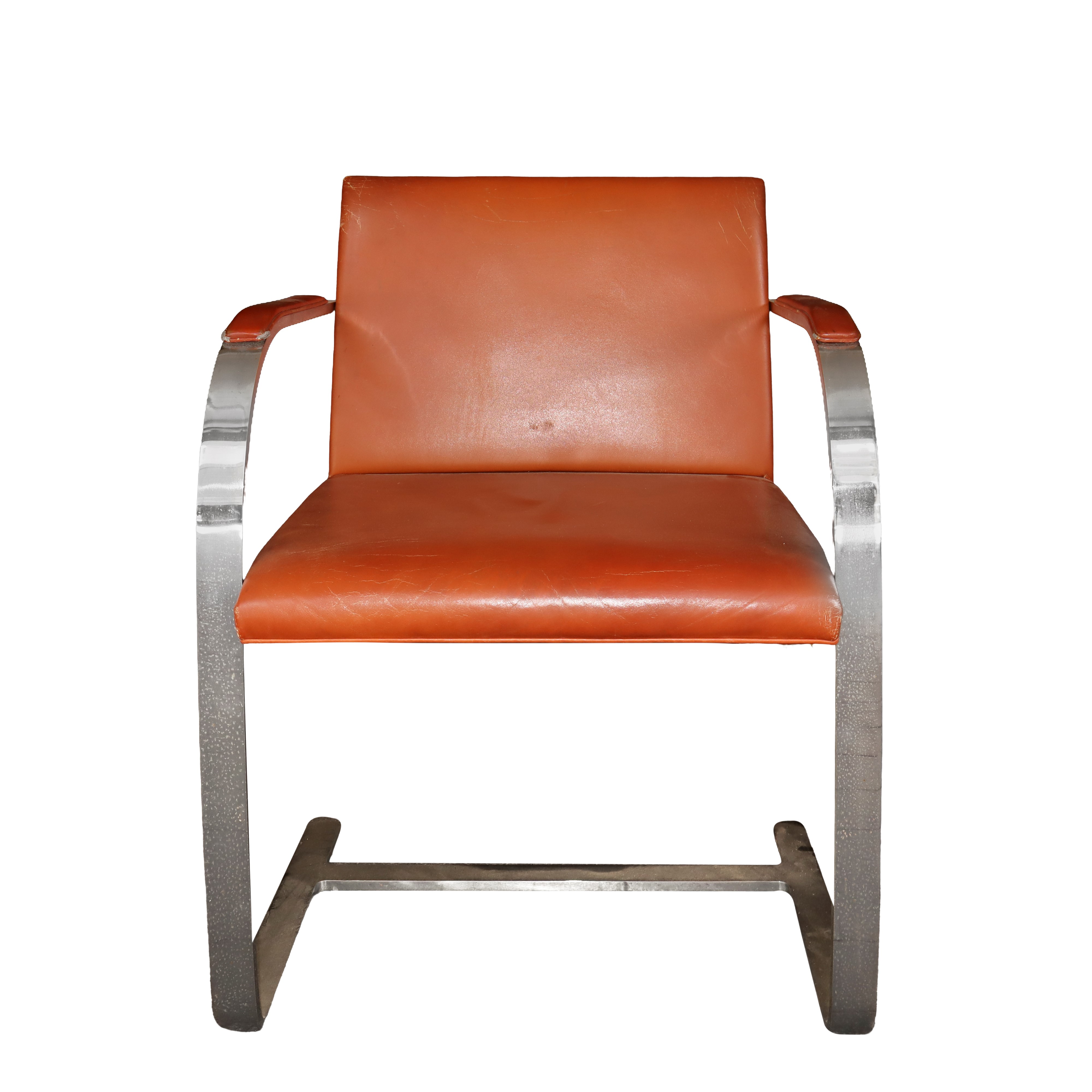 Coppia poltrone mod Brno, cromate con seduta e spalliera in pelle color biscotto