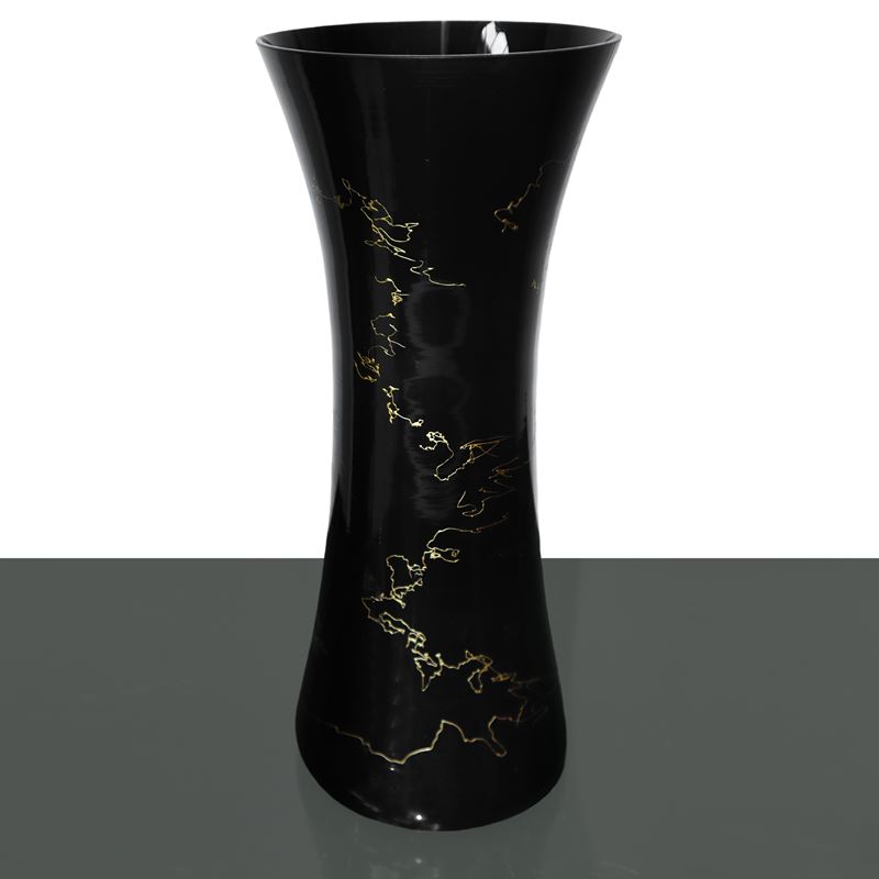 Vaso in Vetro Nero con Inclusioni in Oro