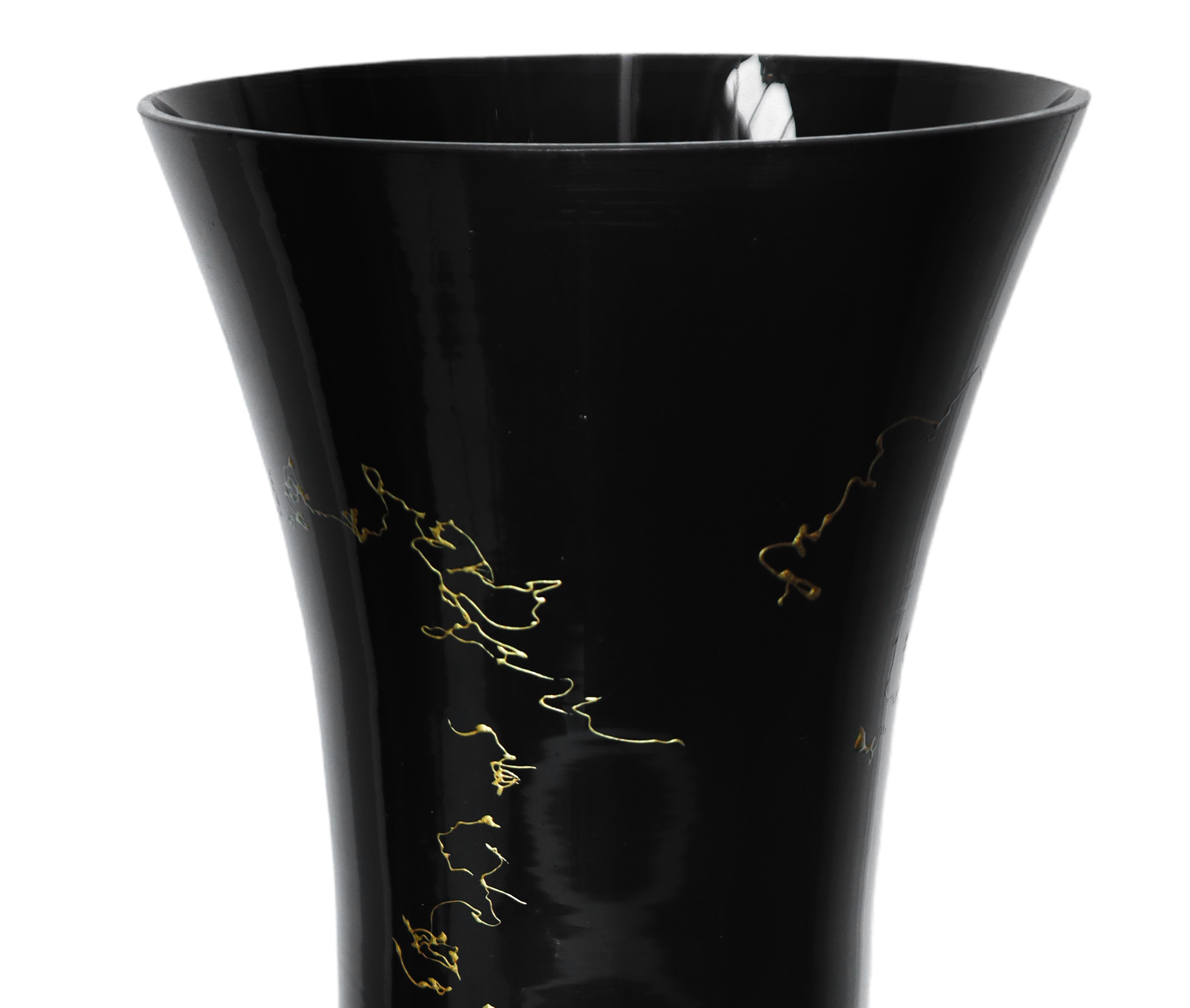 Vaso in Vetro Nero con Inclusioni in Oro