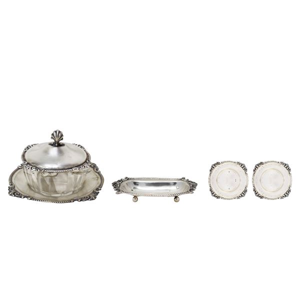 Cheese bowl, salt and pepper and gravy boat