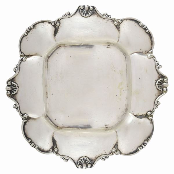 Scalloped silver tray