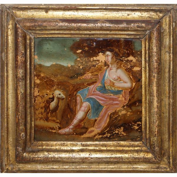 Apollo playing the lyre, bucolic scene