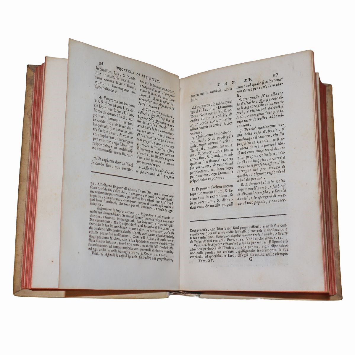 Raccolta di N. 22 volumi della Bibbia, rilegati in carta pecora. Vecchio e Nuovo Testamento