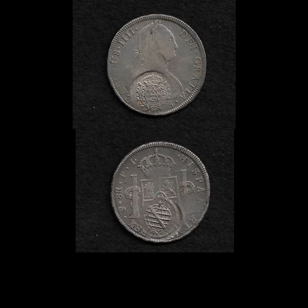 1803, contromarca da 960 Reis su 8 Reales. Carlo VI. BB