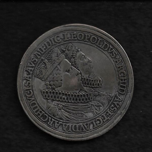 2 Talers Leopoldo V with Claudia de Medici. mBB. KM641