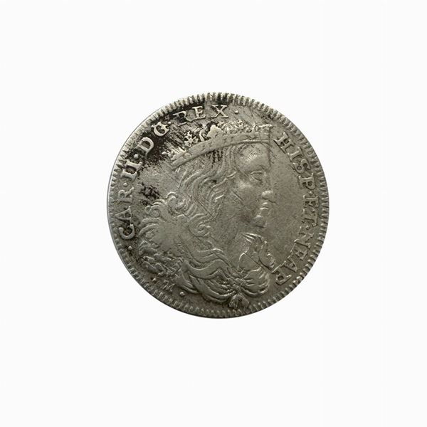 Regno di Napoli Carlo II di Spagna (1665-1700). TARI da 20 grana 1698. Ag.R.BB. Leggere macchie nere al retro