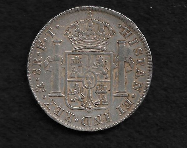 Charles IV, 8 Reales 1803 countermarked BB. R3.