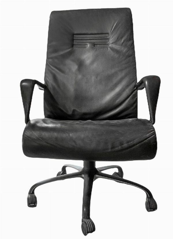 Frau armchair, presidential armchair forum model, design design. 90s, five-spoke aluminum foot structure, coating ...