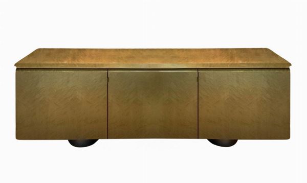 Tasty, Mobile Container, Design Giovanni Offeri. 90s, wooden structure covered in briar of acrylic elm in tones of brown ...