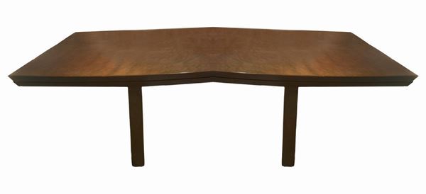 Tasty, managerial desk, John Design Office. 90s, wooden structure covered in briar of acrylic elm in tones of brown ...