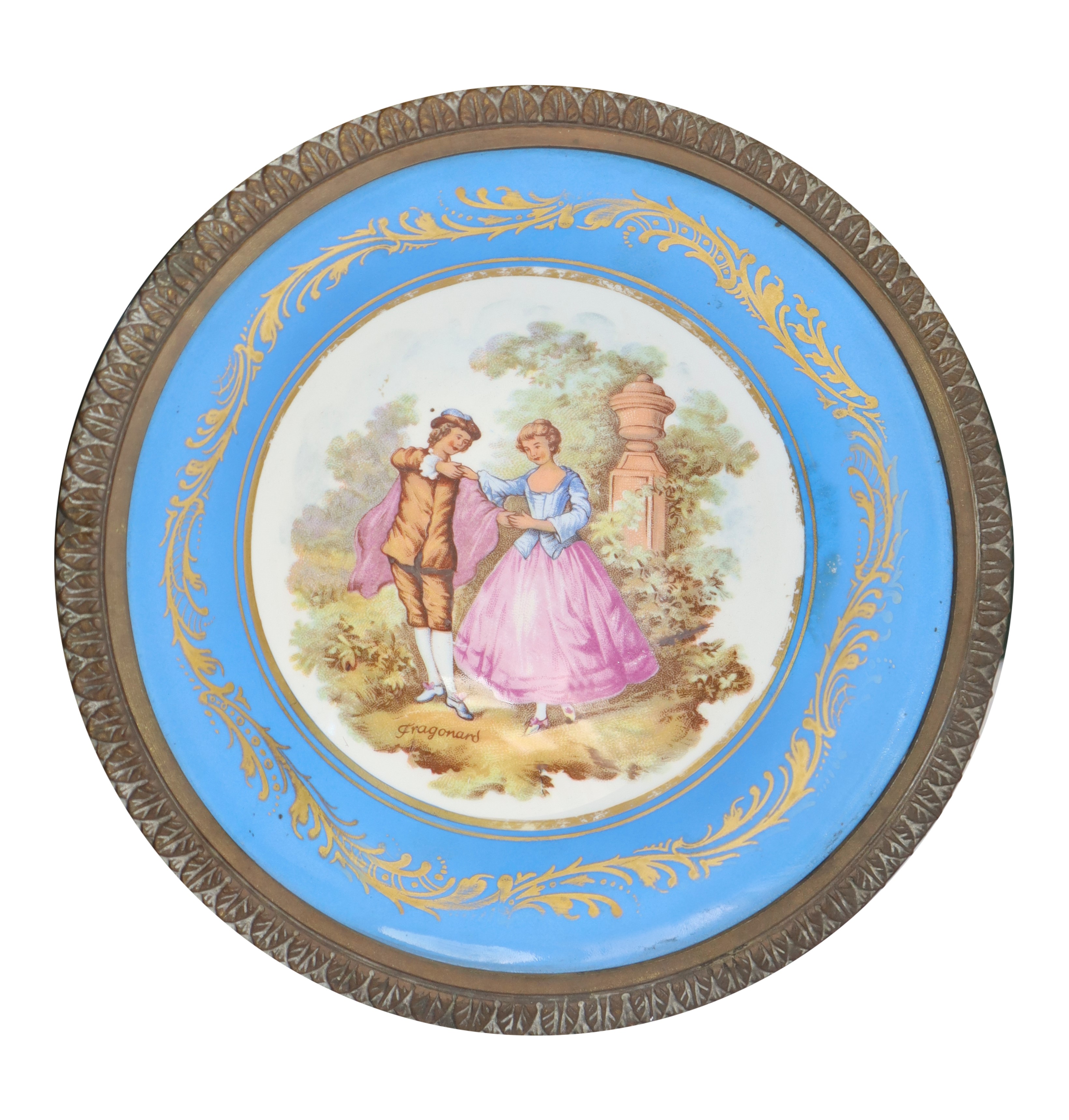 Sevres- Vincennes - Alzata in Porcellana con Scene Galanti da Fragonard