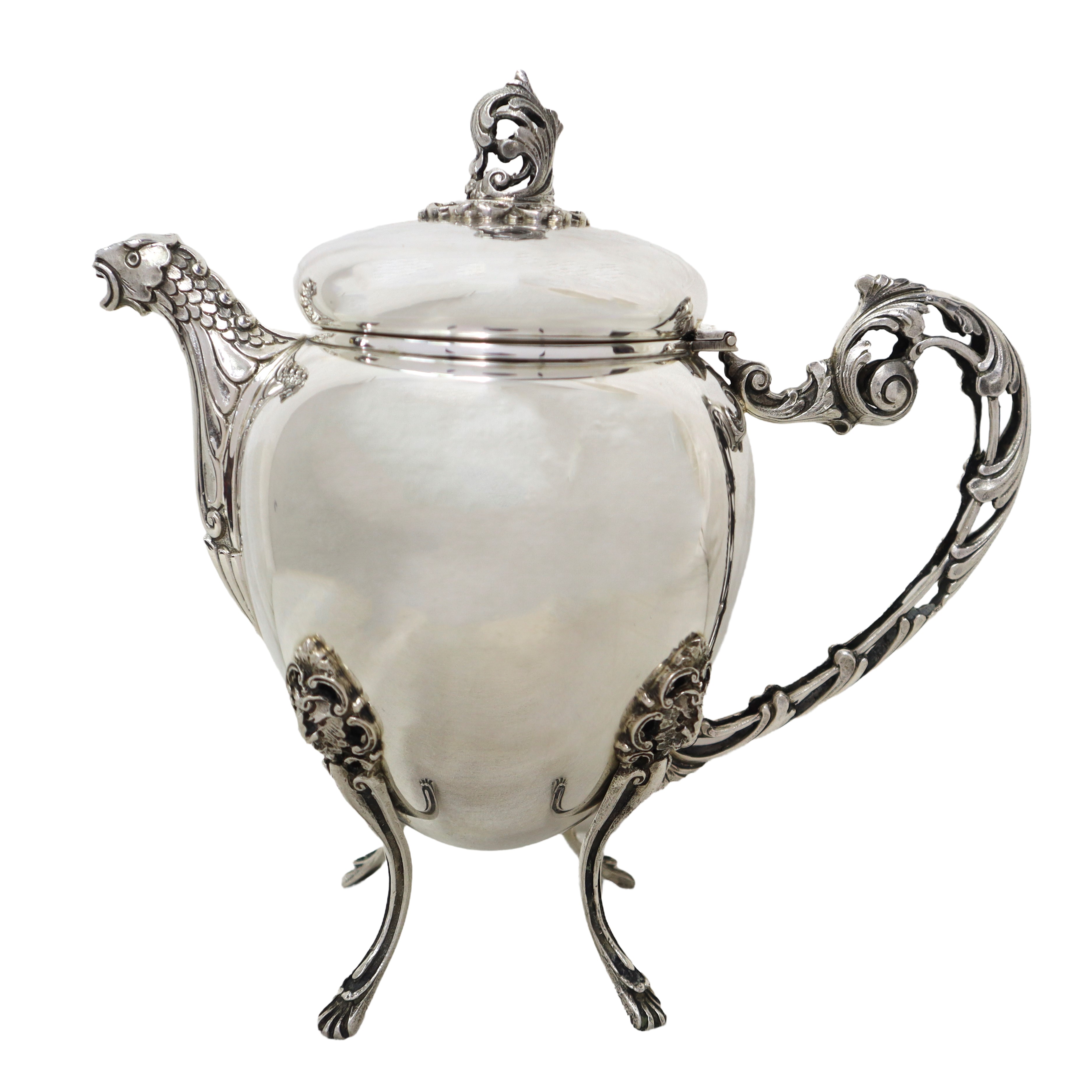 Servizio in argento composto da teiera, caffettiera, zuccheriera e lattiera