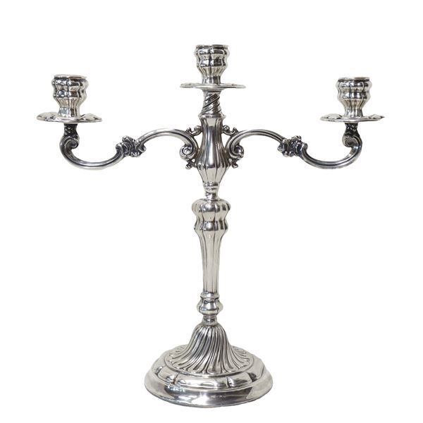Three-light silver candlestick