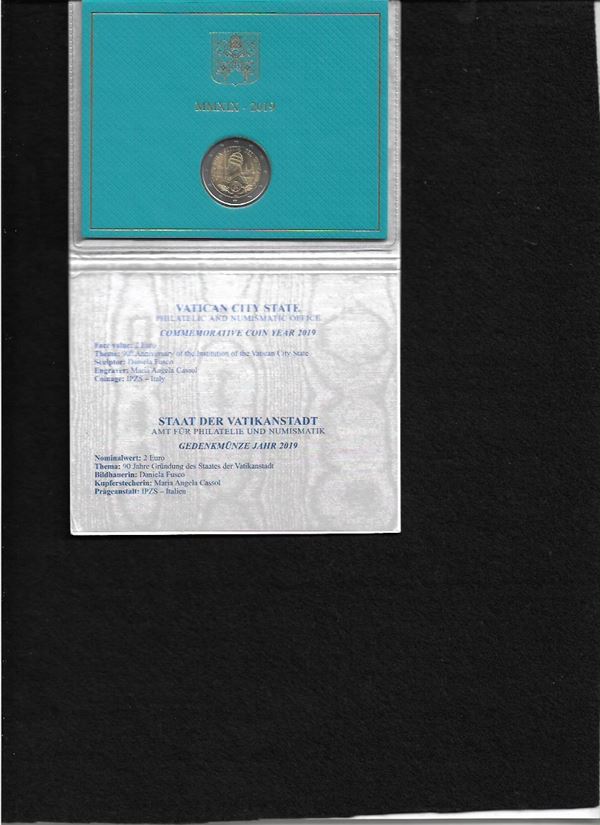 2014. Moneta commemorativa da 2 euro, 90° anno dell'istituzione dello stato , confezione UNC
