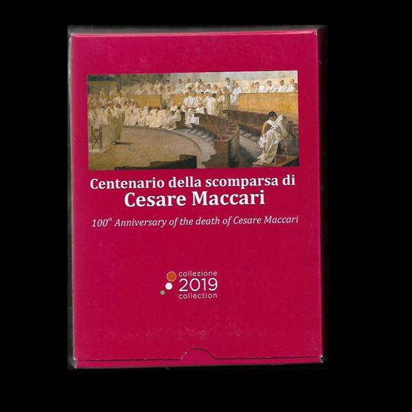 2019, serie di monete a corso legale in confezione Proof "Centenario della scomparsa di Cesare Maccari"