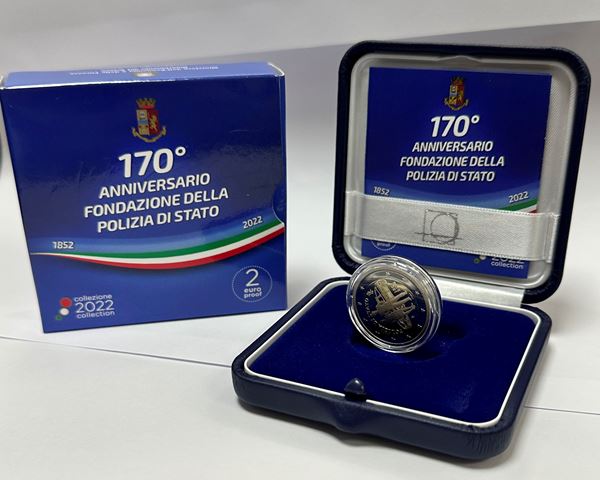 2022, 2 euro commemorativo "170 Anniversario Fondazione polizia di stato" , confezione Proof UNC