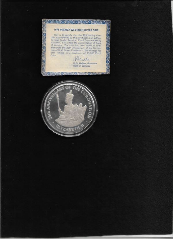 1978 , 25 Dollari Ag. Confezione Proof