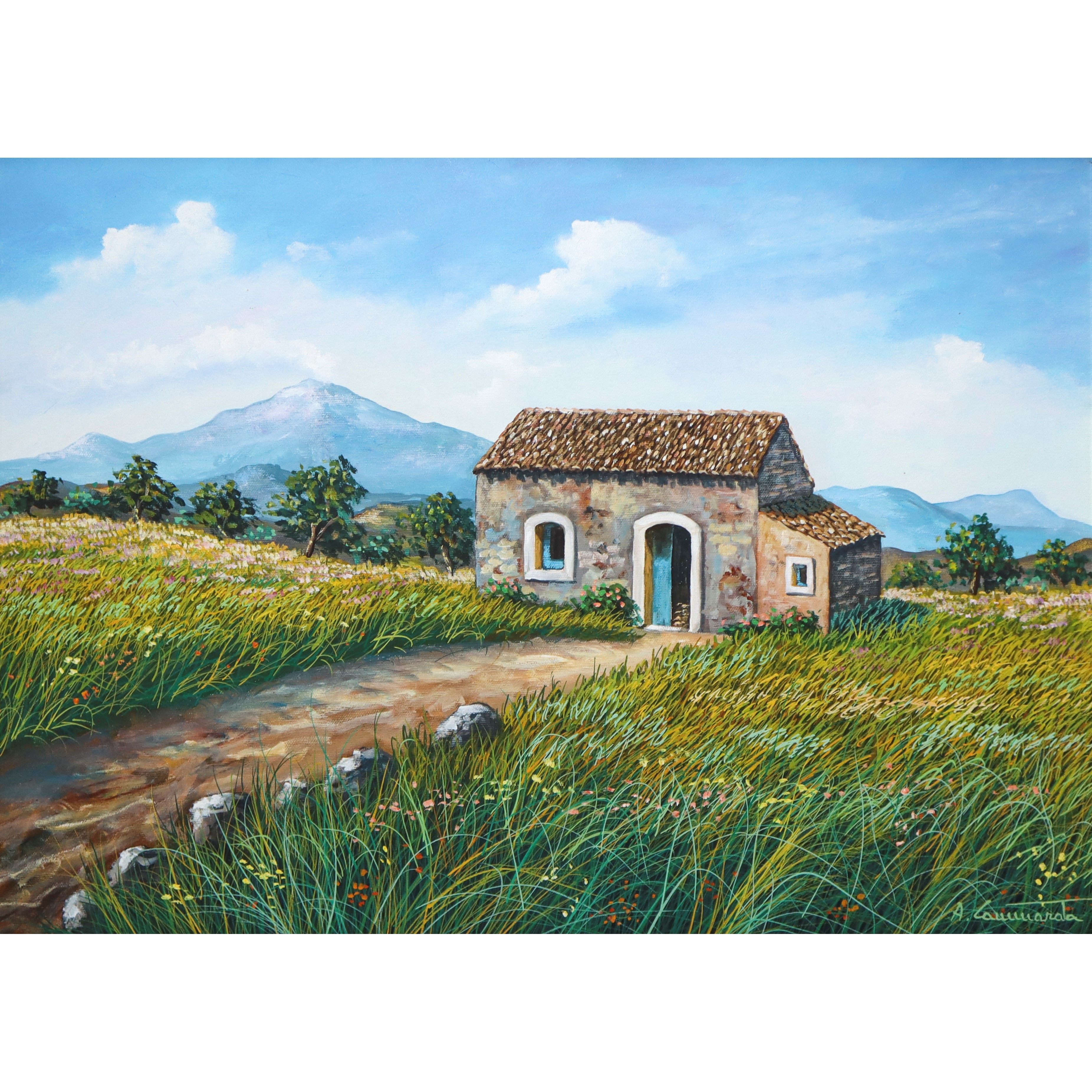 Antonio Cammarata - Primavera sull'Etna, olio su tela