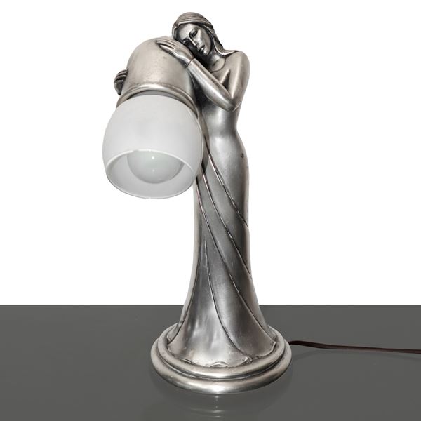 Giuliano Ottaviani - Sculpture lamp depicting Woman plated in 800 Vermeil silver