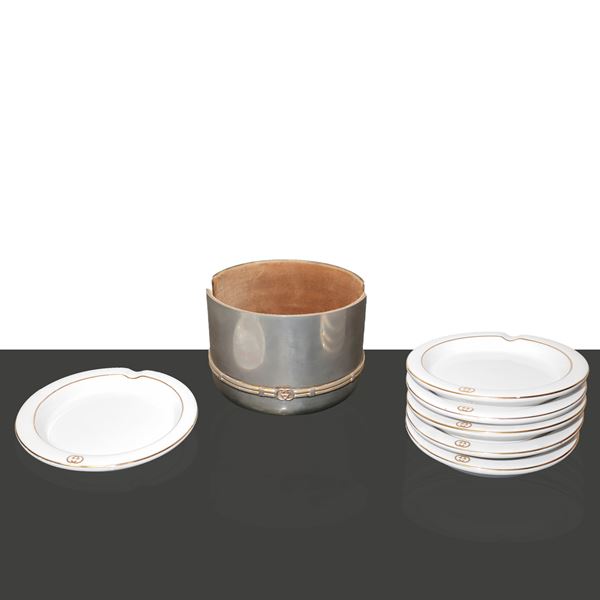 Ashtray set consisting of 6 porcelain ashtrays