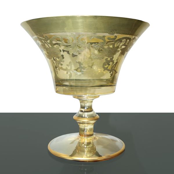 Alzatina da bagno in vetro, con decori in oro