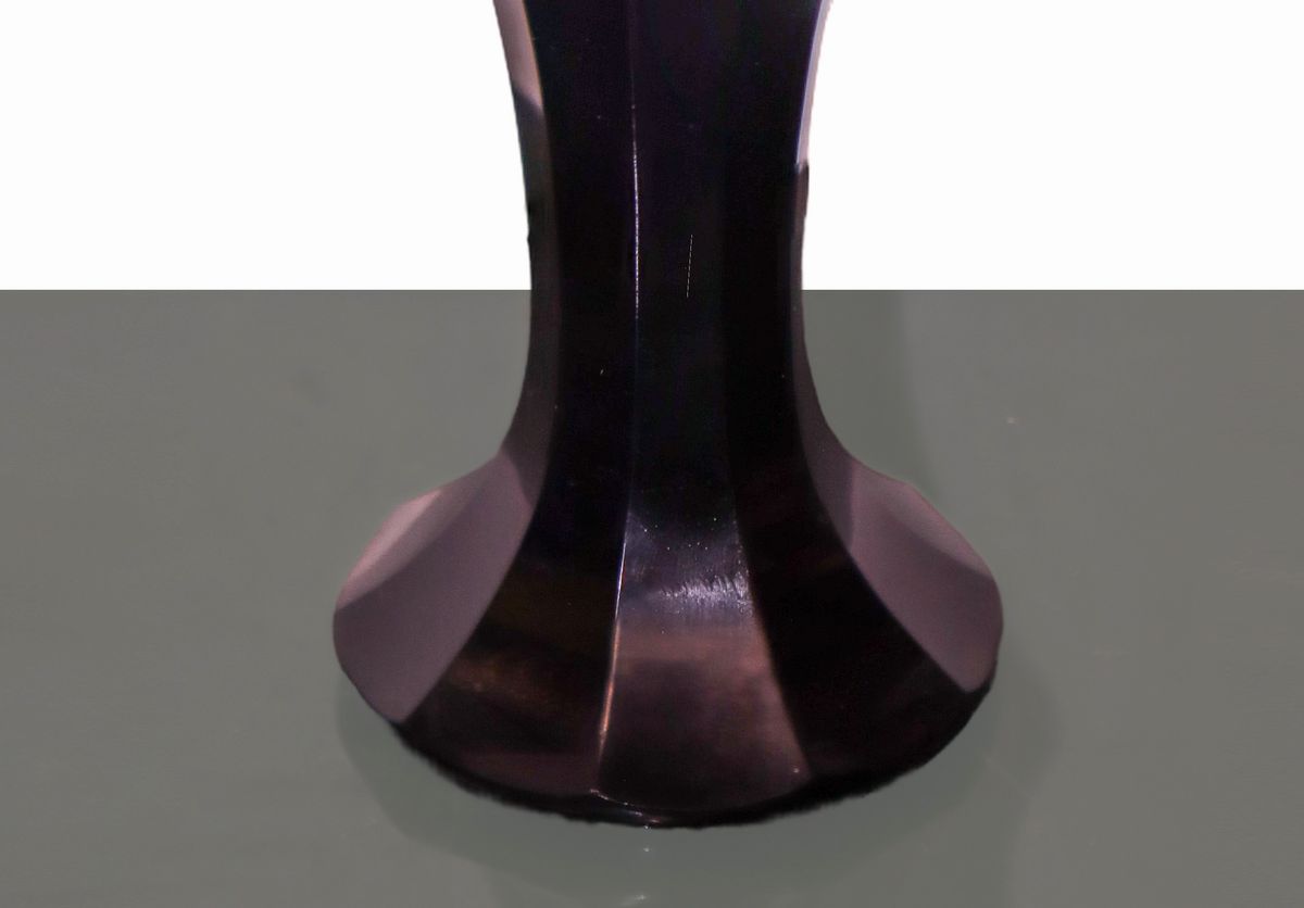 Moser Karlsbad - Vaso Art Decò in Vetro Viola con Decorazioni in Oro