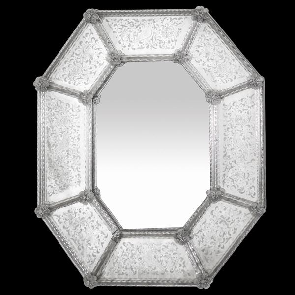 Octagonal Murano glass mirror