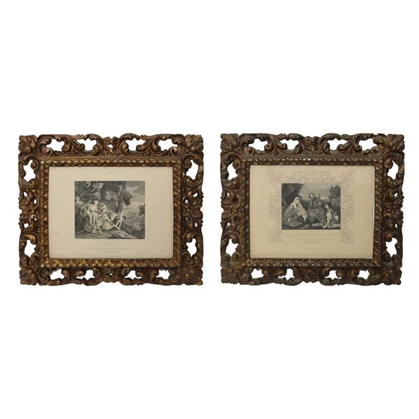 Pair of engravings depicting the Holy Family and depiction of Europa