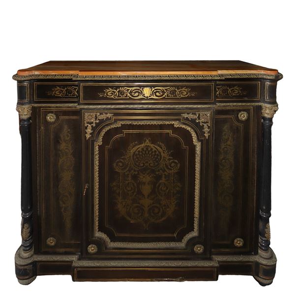 Etagere, mobile in legno nero ebanizzato