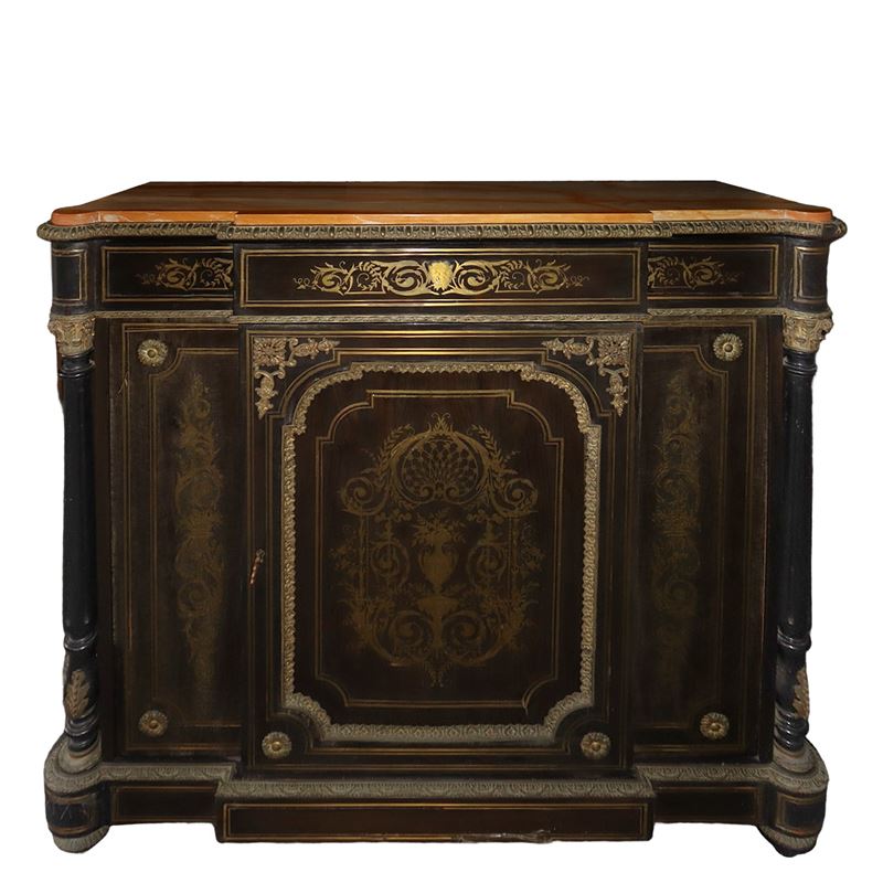 Etagere, mobile in legno nero ebanizzato