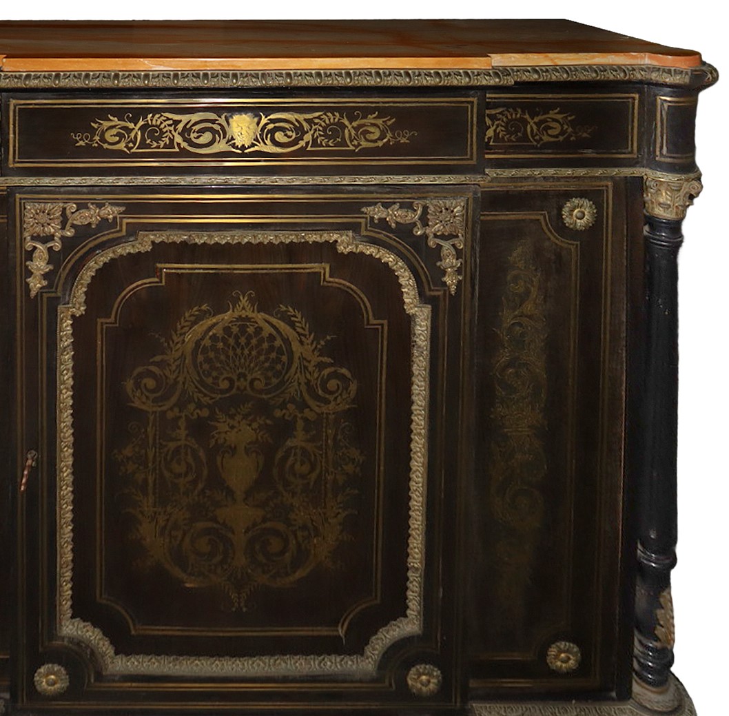 Etagere, mobile in legno nero ebanizzato